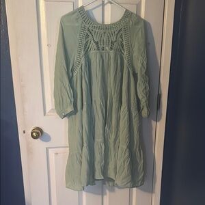 Elegant Long Sleeve Green Dress